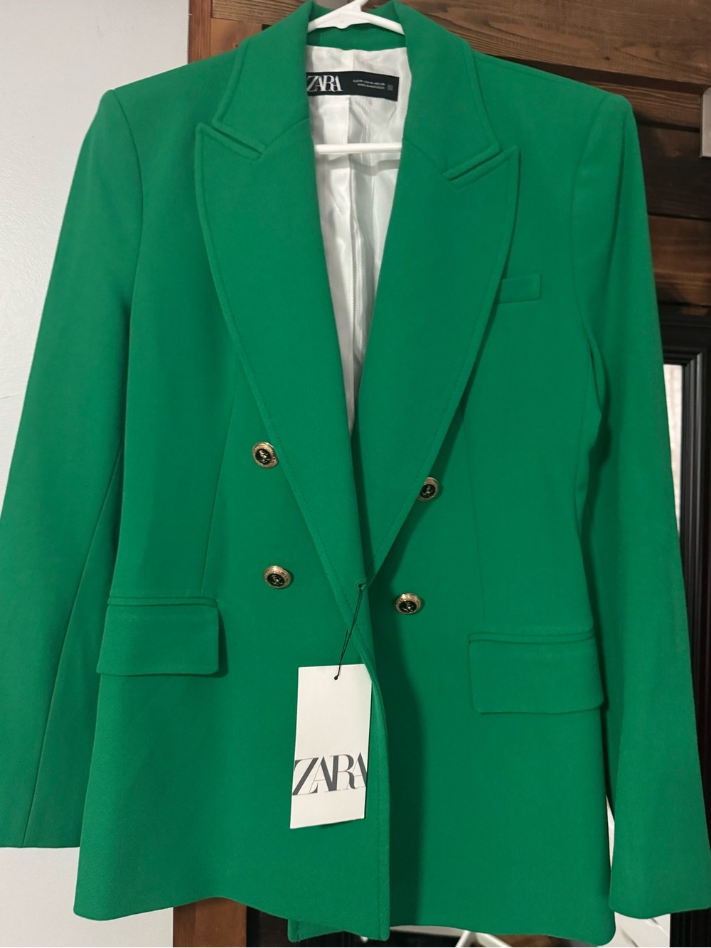 Zara sz m fitted Green Double-Breasted Women's Blazer Jacket new - Picture 3 of 4